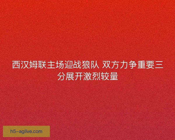 西汉姆联主场迎战狼队 双方力争重要三分展开激烈较量