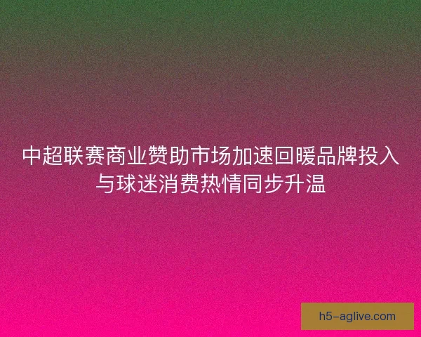 中超联赛商业赞助市场加速回暖品牌投入与球迷消费热情同步升温